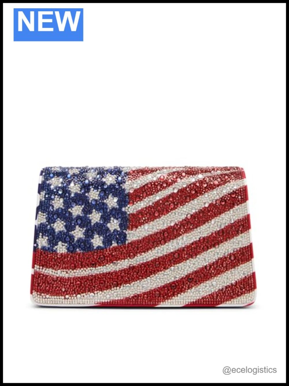 Faux Leather Crossbody Bag with American Flag Rhinestone Design